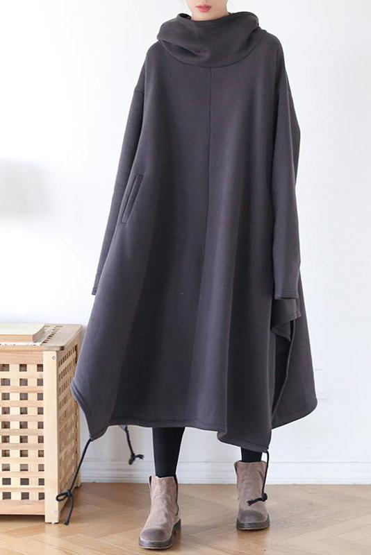 Drawstring Irregular Hem Cotton Dress