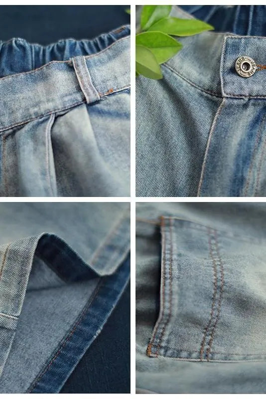 Summer Blue Denim Shorts Loose Cowboy Short Pants