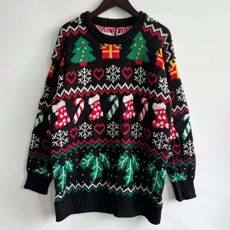 Christmas Knit Sweater with Snowflake Motif