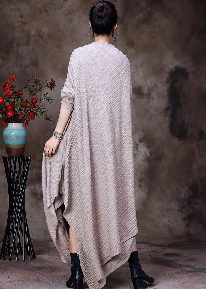 Apricot Asymmetrical Design Knit Wool Cardigan Long Sleeve