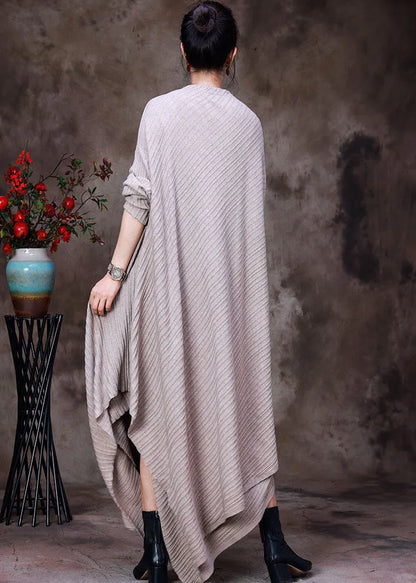 Apricot Asymmetrical Design Knit Wool Cardigan Long Sleeve