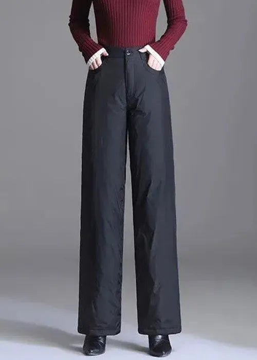 Slim Fit Red Pockets Fine Cotton Filled Straight Pants Winter