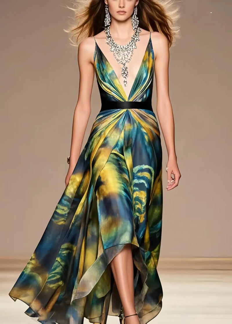 Tie Dye Exra Large Hem Chiffon Beach Dress Summer