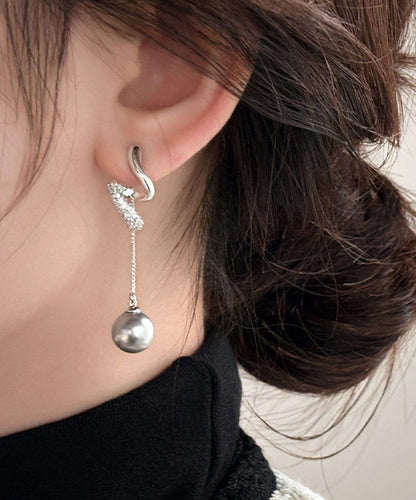 Diy Silk Sterling Silver Zircon Tassel Drop Earrings
