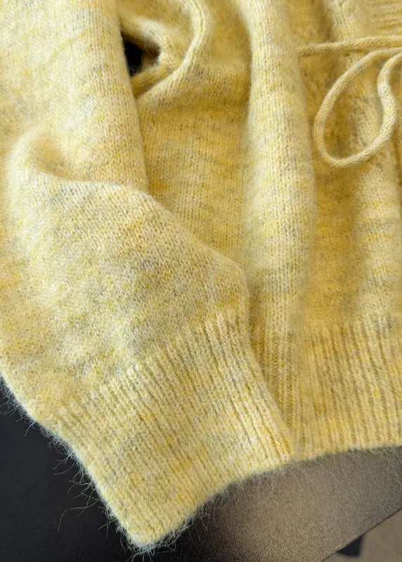 Boutique Yellow Hollow Out Knit Cardigans Spring
