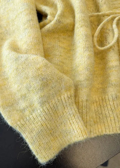Boutique Yellow Hollow Out Knit Cardigans Spring