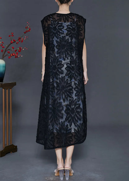 Modern Black Asymmetrical Chiffon Loose Vest Summer