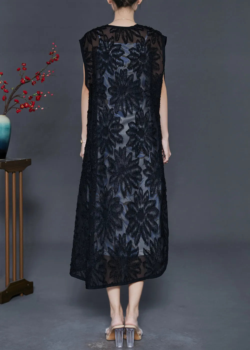 Modern Black Asymmetrical Chiffon Loose Vest Summer