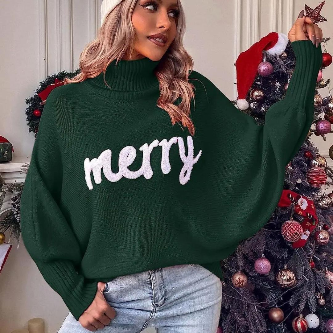 Festive Sweater for Women with Turtleneck