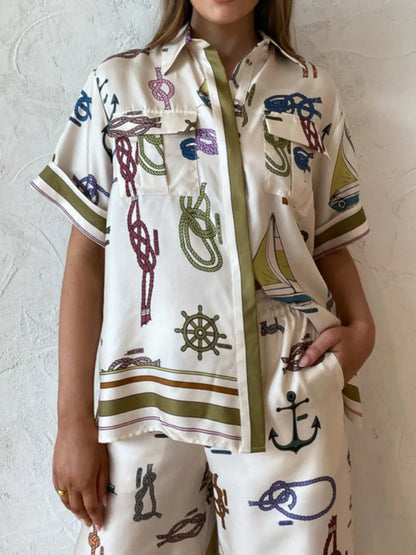 Nautical Hand-drawn Motifs Shirt