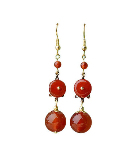 Red Agate 14k Gold Wedding Drop Earrings