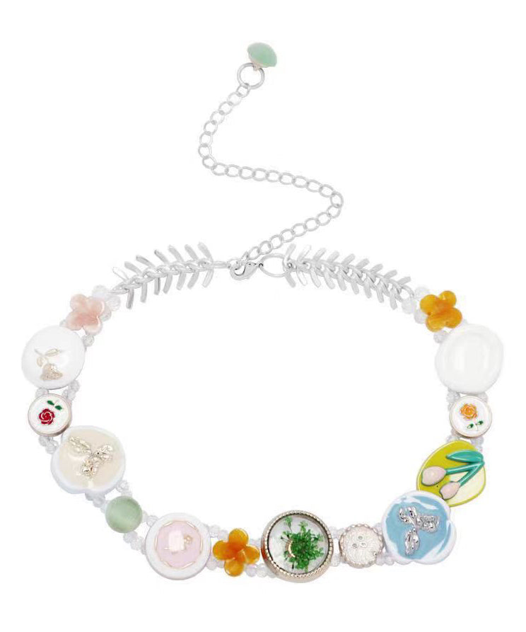 Rainbow Alloy Beading Button Princess Necklace