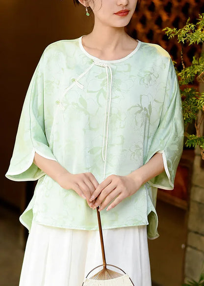 New Beige O Neck Tassel Jacquard Silk Shirt Tops Spring