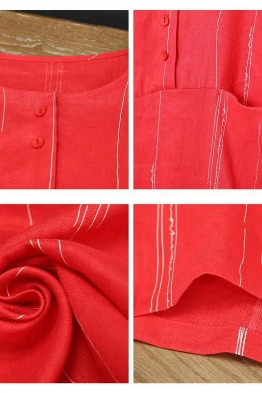 Loose Linen Striped Maxi Dress Loose Summer Outfits