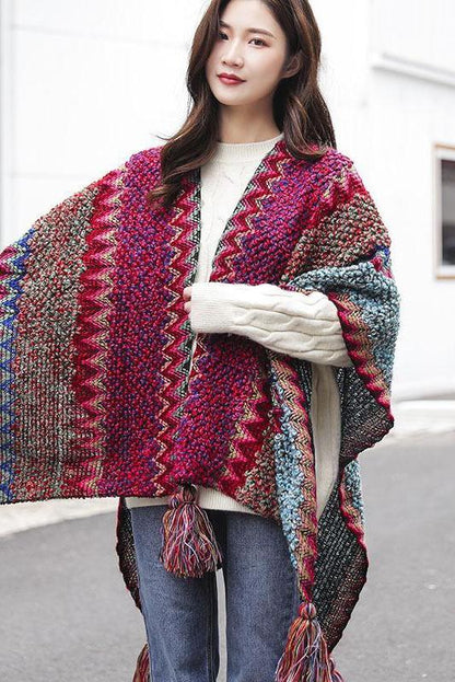 Winter Knitted Warm Tassel Scarf Shawl