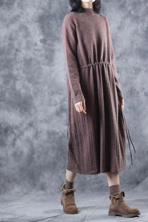 Loose High Neck Base Sweater Dresses for