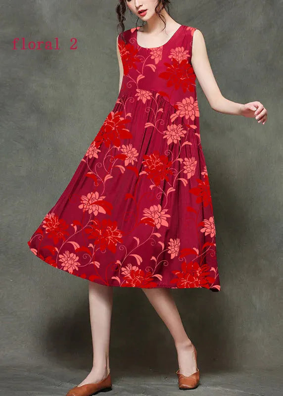 Gray-dandelion O-neck Wrinkled Long Dresses Sleeveless