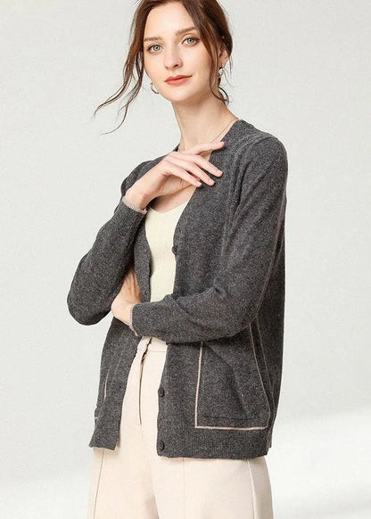 Black Knit Button Long Sleeve Cardigan