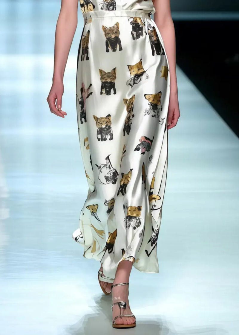 Animal Print Draping Silk Maxi Dresses Summer
