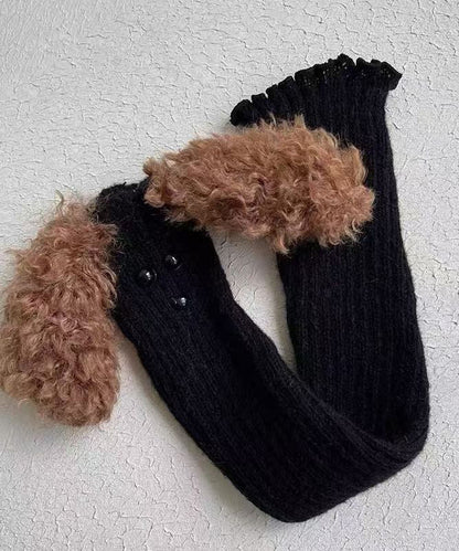 Cartoon Coffee Fuzzy Fur Knit Sock Covers