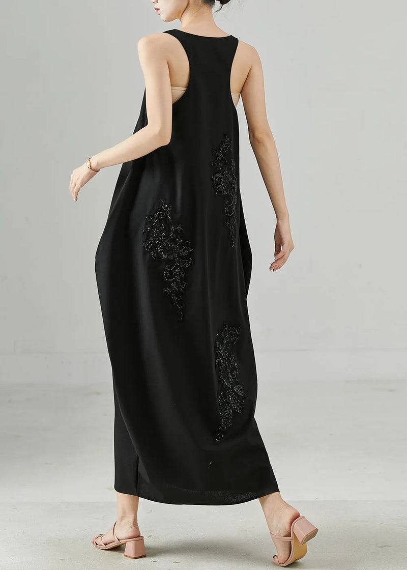 Black Sequins Nail Bead Cotton Cami Dresses Summer