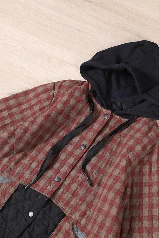 Limited Stock- Winter Plaid Hooded Drawstring Warm Coat