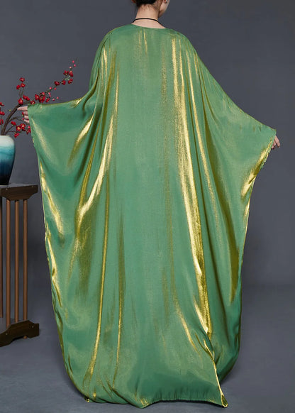 French Lake Green Oversized Silk Cardigans Batwing Sleeve