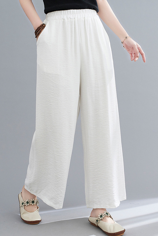 -summer Linen Pants Color Loose Wide Leg Pants