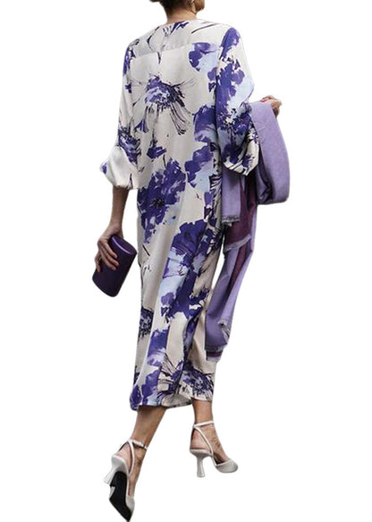Spring V-neck Print Dress