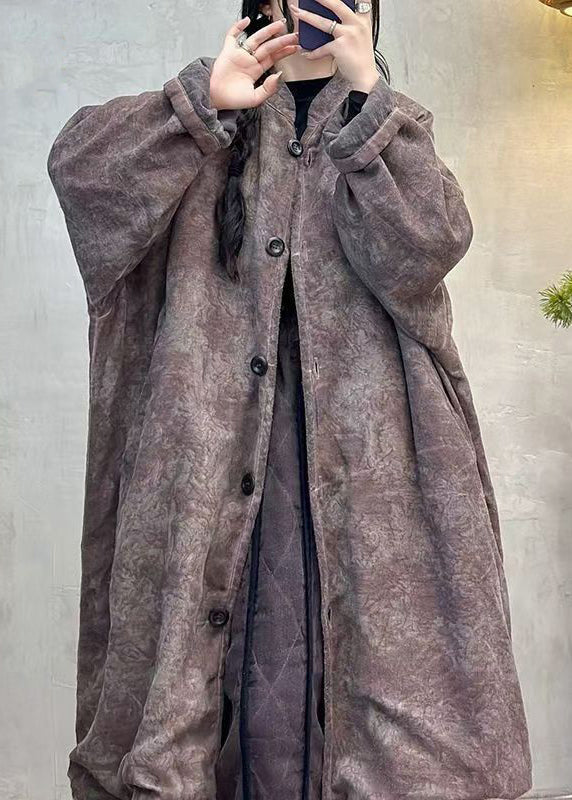 Purple Pockets Tie Dye Fine Cotton Filled Coat Winter