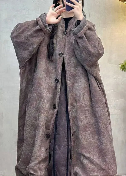 Purple Pockets Tie Dye Fine Cotton Filled Coat Winter