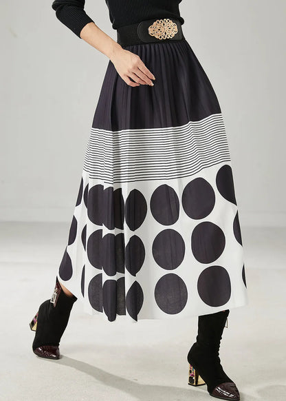 Black Print Cotton a Line Skirts Spring