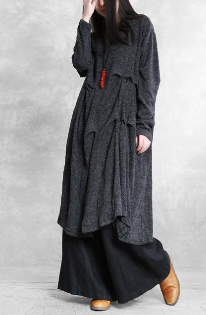 Retro Winter Irregularity Knit Dress