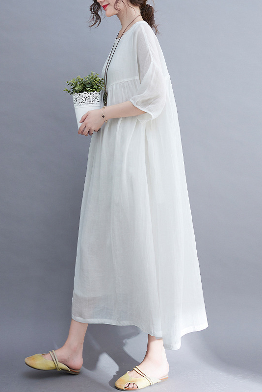 Summer Loose Double Pleated Dress Holiday Style Dress