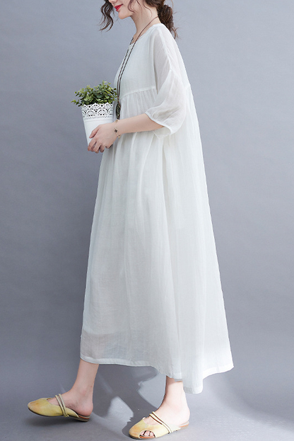 Summer Loose Double Pleated Dress Holiday Style Dress