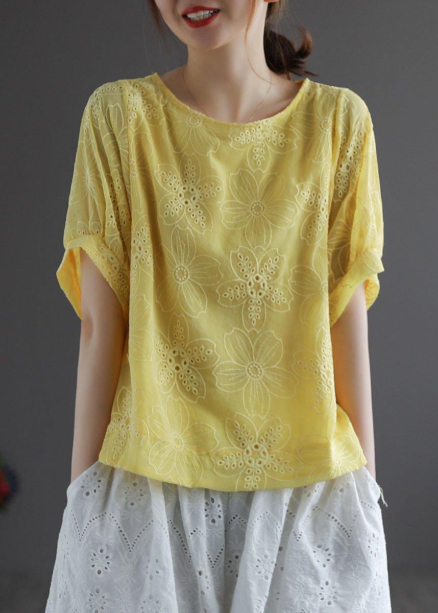 Blue Embroidered Summer Blouses Half Sleeve