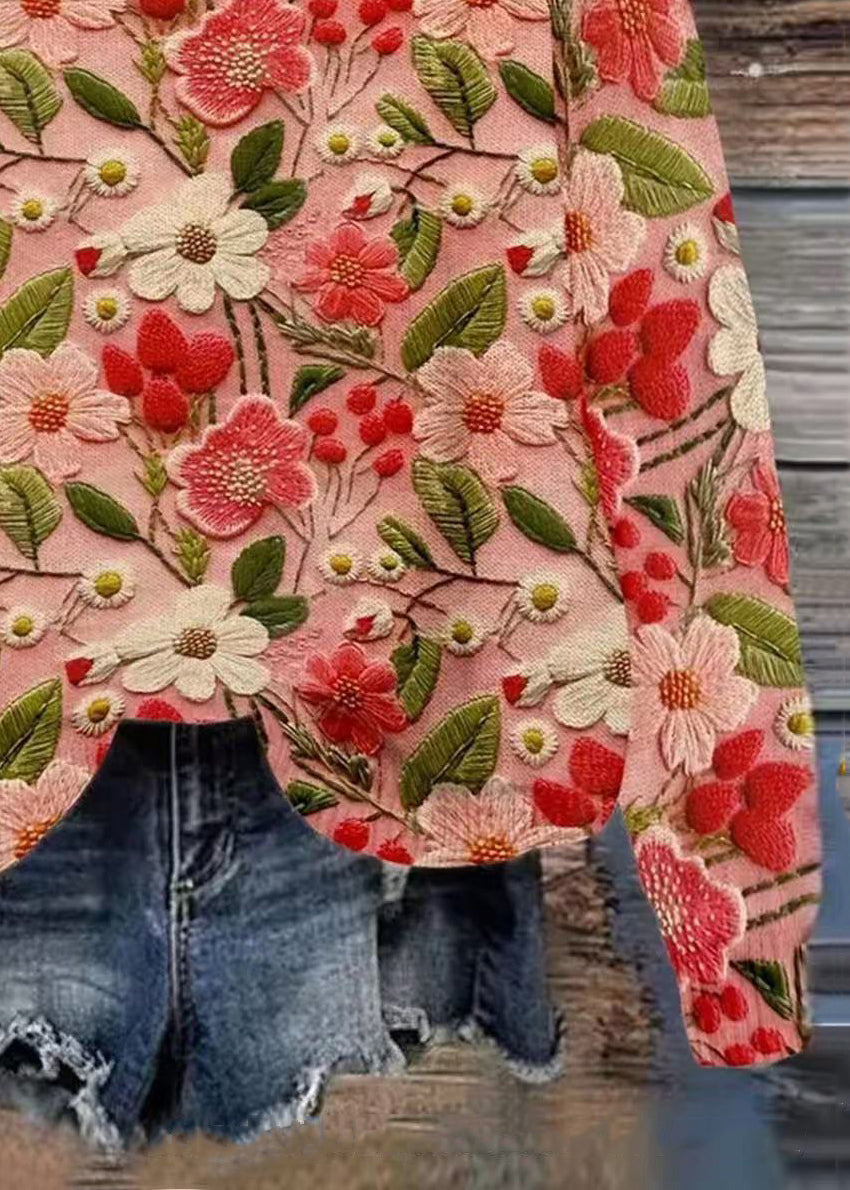 Pink O Neck Knitting Cotton Sweaters Spring