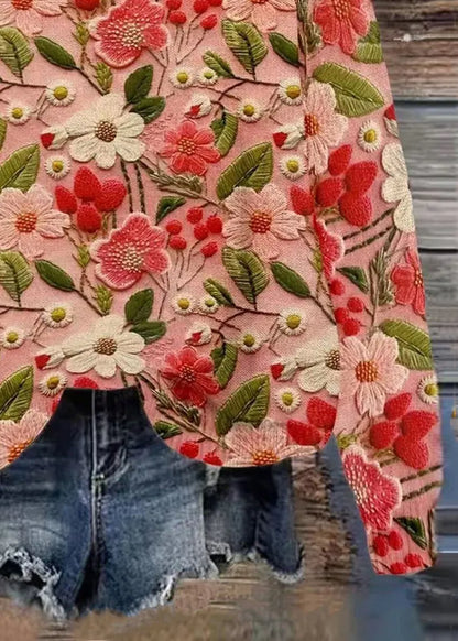 Pink O Neck Knitting Cotton Sweaters Spring
