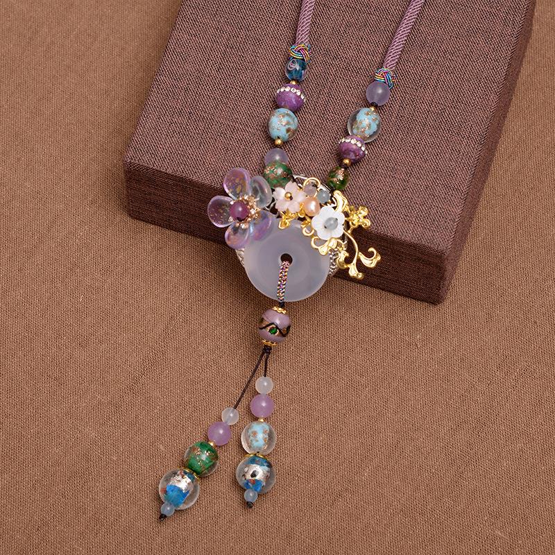 Amethyst Handmade Woven Pendant Necklace