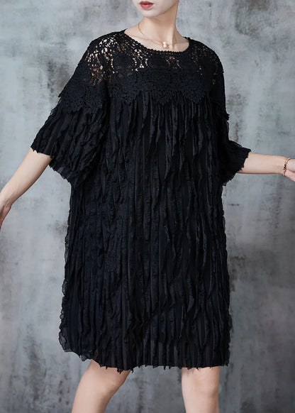 Black Oversized Patchwork Party Dress Summer
