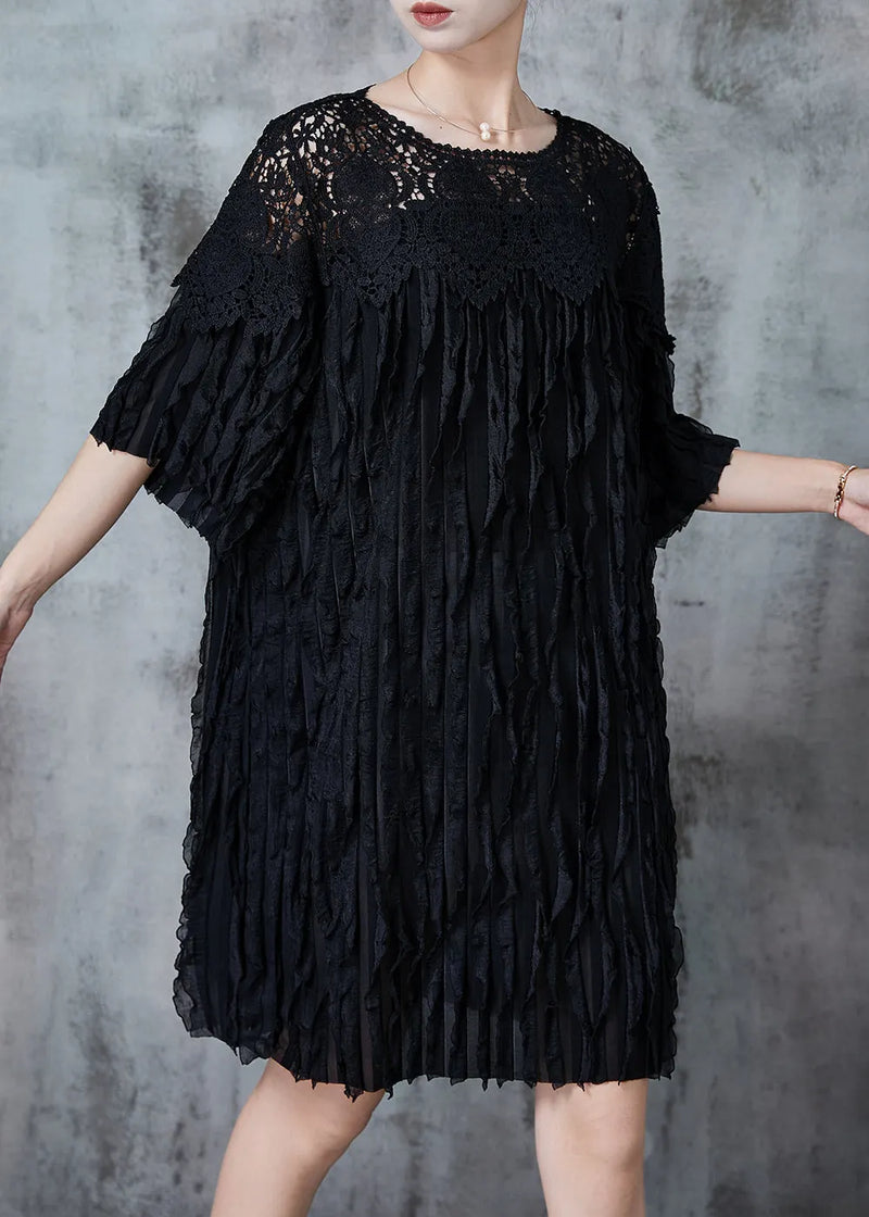 Black Oversized Patchwork Party Dress Summer
