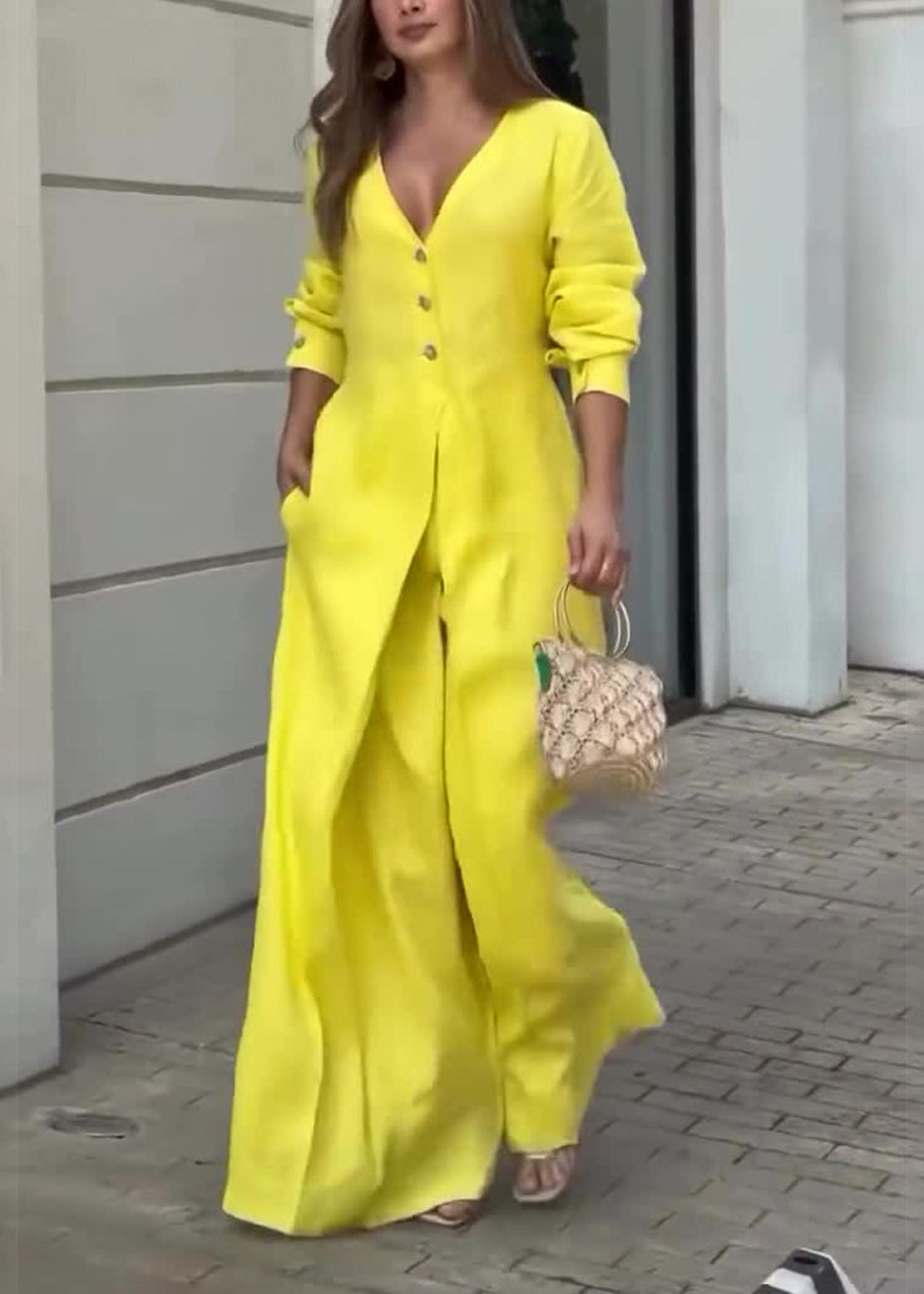 Yellow Comfortable Long Sleeve Dress