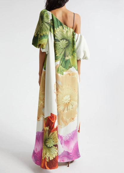 Cold Shoulder Print Cotton Long Dresses Summer