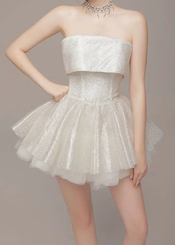 White Slash Neck Lace Up Patchwork Party Dress Sleeveless