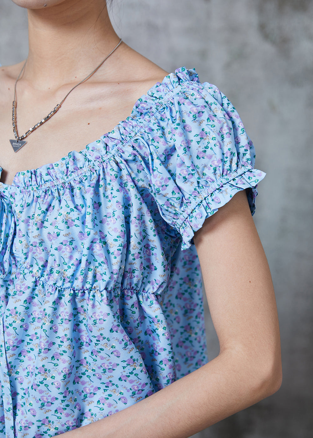 Blue Print Drawstring Cotton Beach Vest Summer