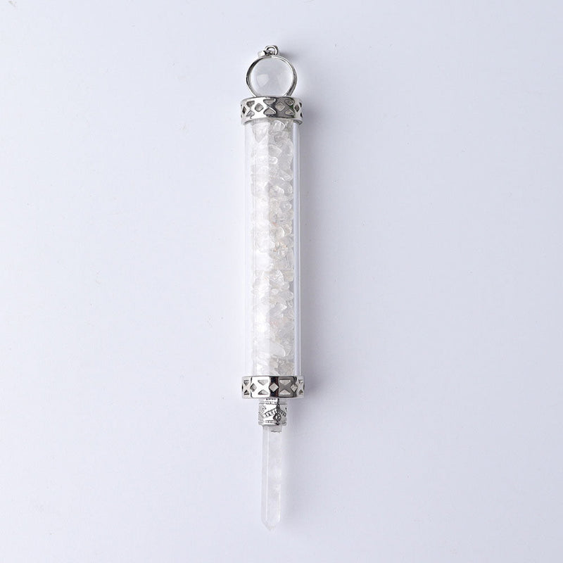 5 Inch Crystal Pendant Filled With Healing Chips