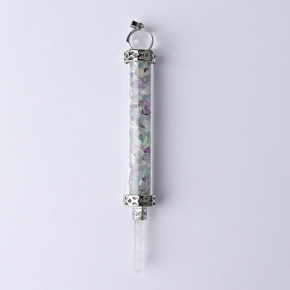 5 Inch Crystal Pendant Filled With Healing Chips