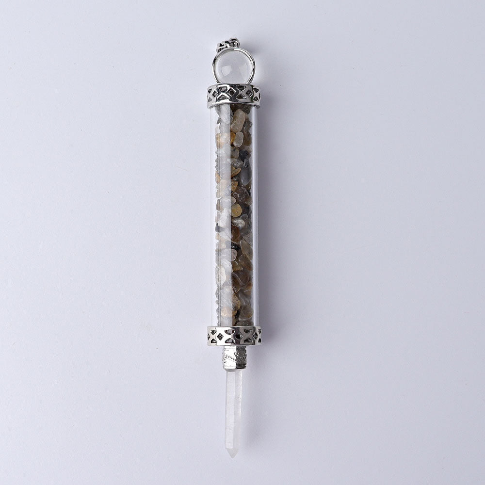 5 Inch Crystal Pendant Filled With Healing Chips