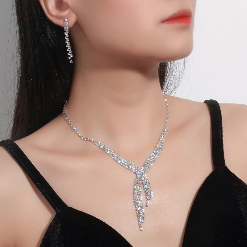 Formal Geometric Patchwork Rhinestone (with Necklaces & Earrings)