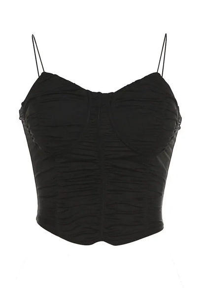 Summer Spicy Girl Black Strapless Small Suspender Backless Short Top